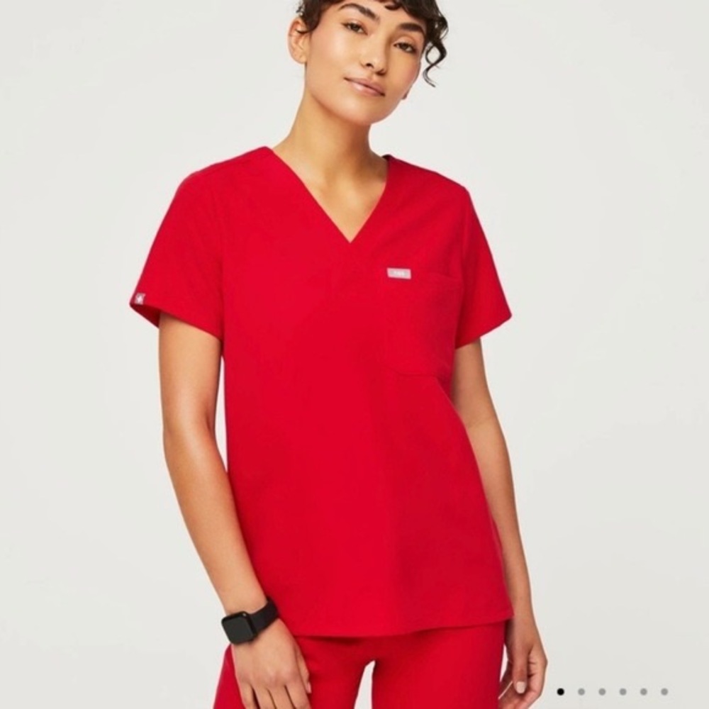 SET Figs Pop Red Catarina Top and Kade Cargo Scrub Pants